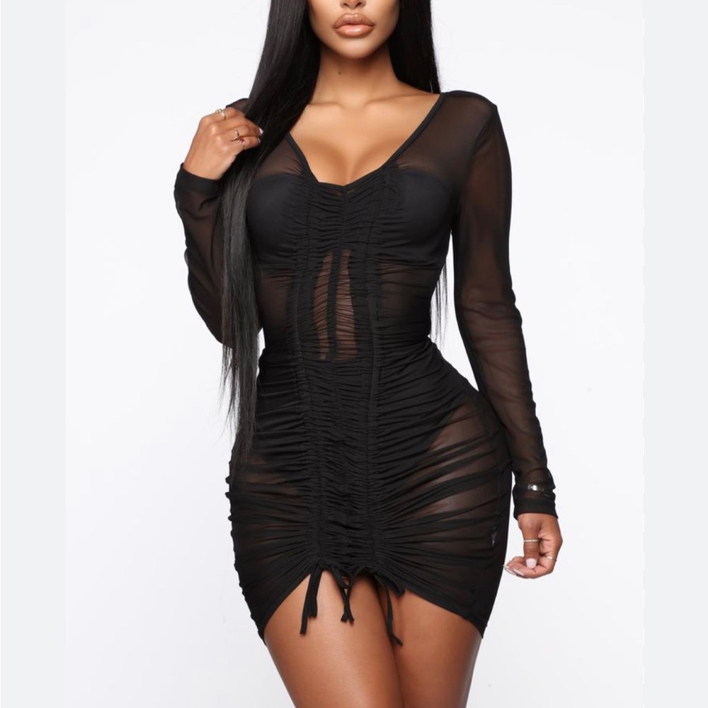 MESH RUCHED DRESS